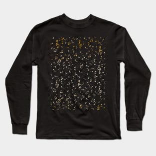 Metallic Gold Gradient Music Notes Long Sleeve T-Shirt